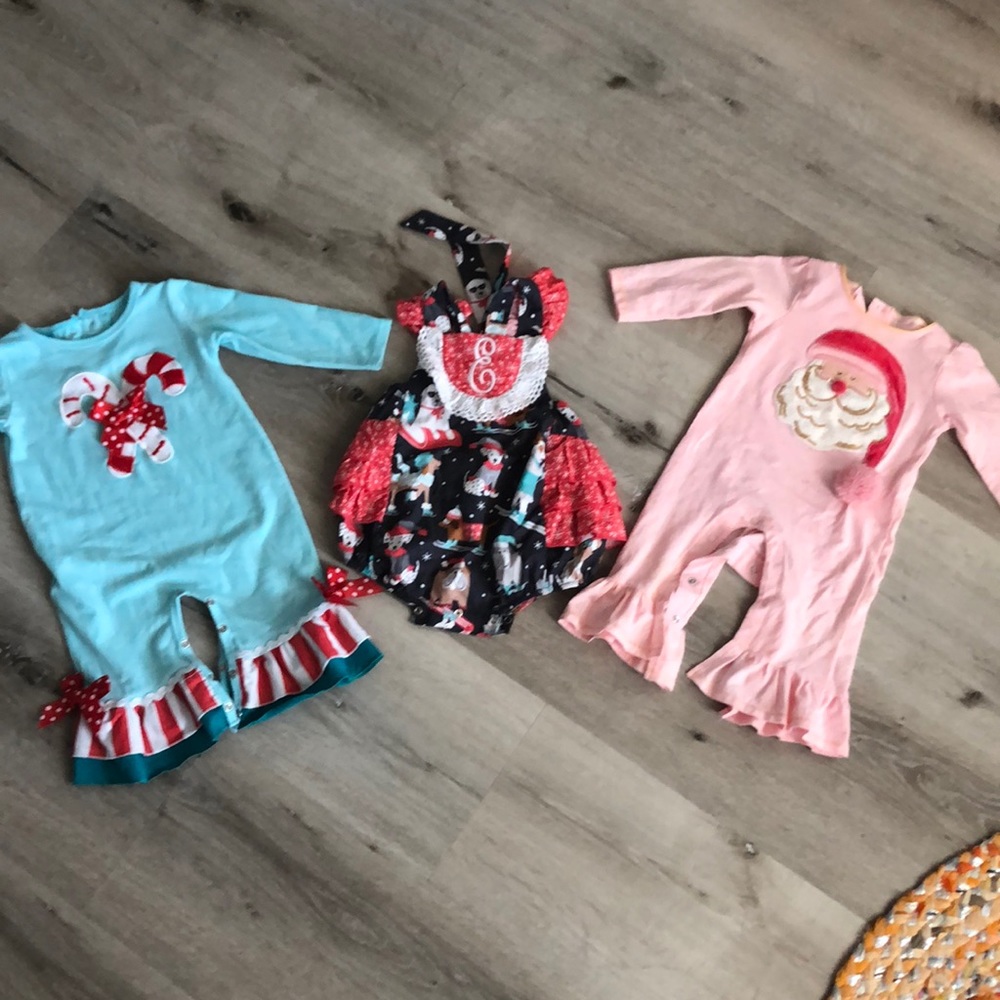 Christmas Lot of Boutique Baby Girls Outfit